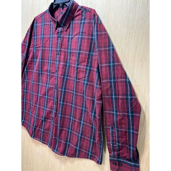 DOCKERS - Men's Long Sleeve Plaid Shirt - Burgundy - XXL - Picture 12 of 14